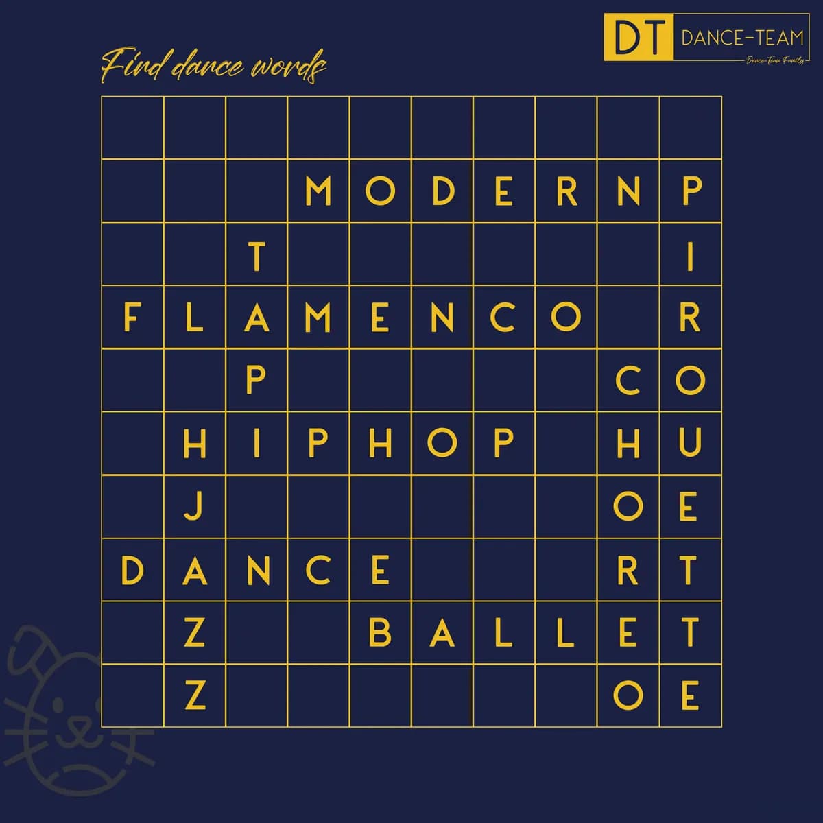 Oster-Aktion „Find dance words“ (Feed)