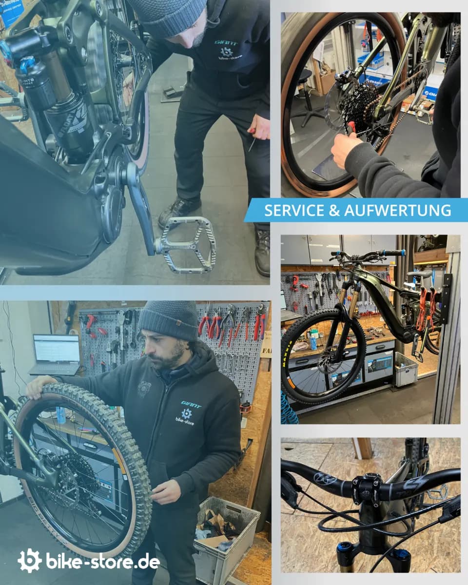 Karussell-Post von bike-store zum Radservice: Mitarbeiter in der Werkstatt