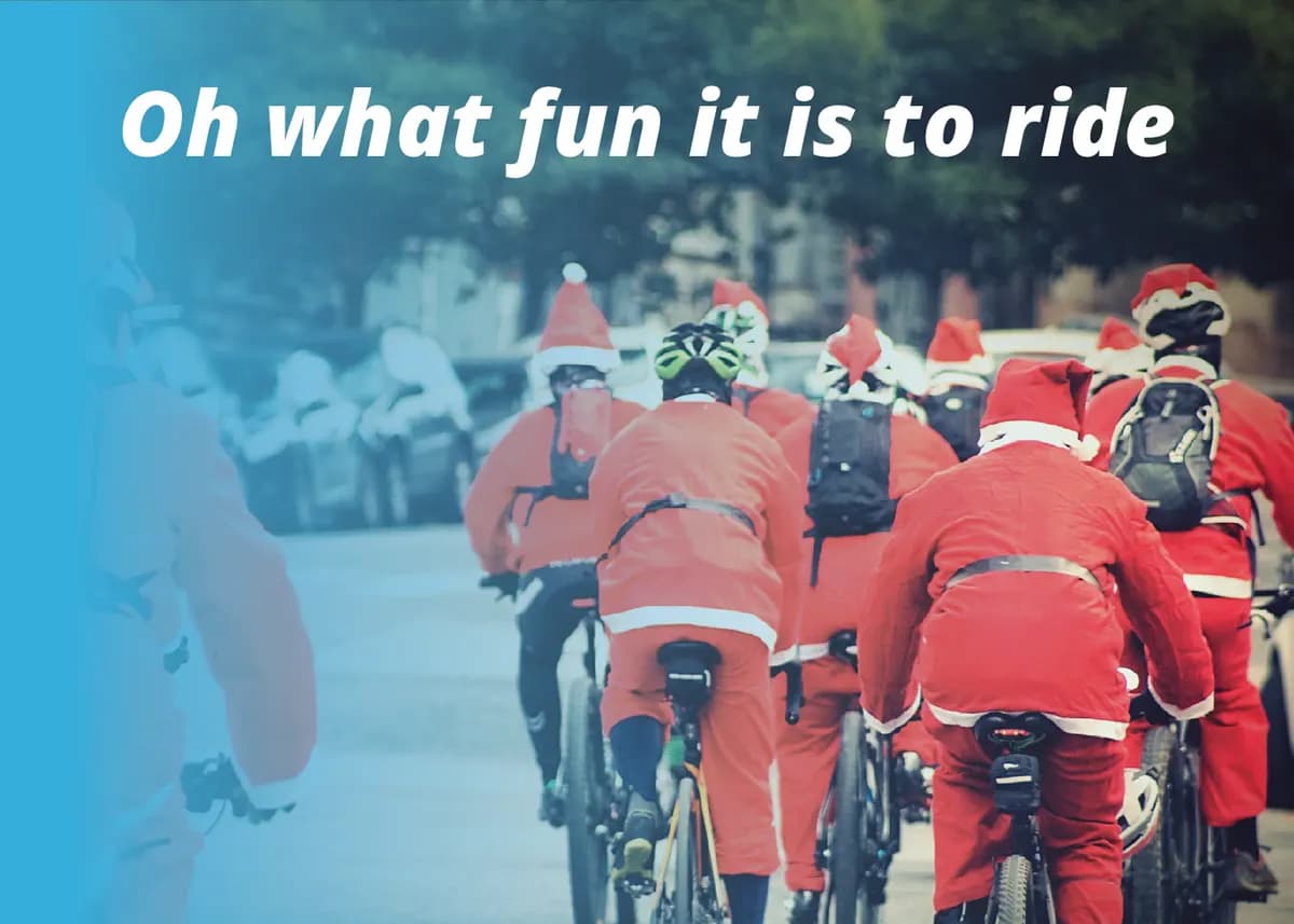 bike-store: Weihnachtspostkarte „Oh what fun it is to ride“