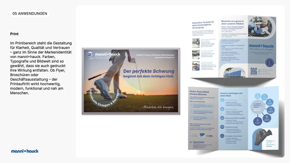 Print-Anwendungen aus den Brand Guidelines von mannl + hauck