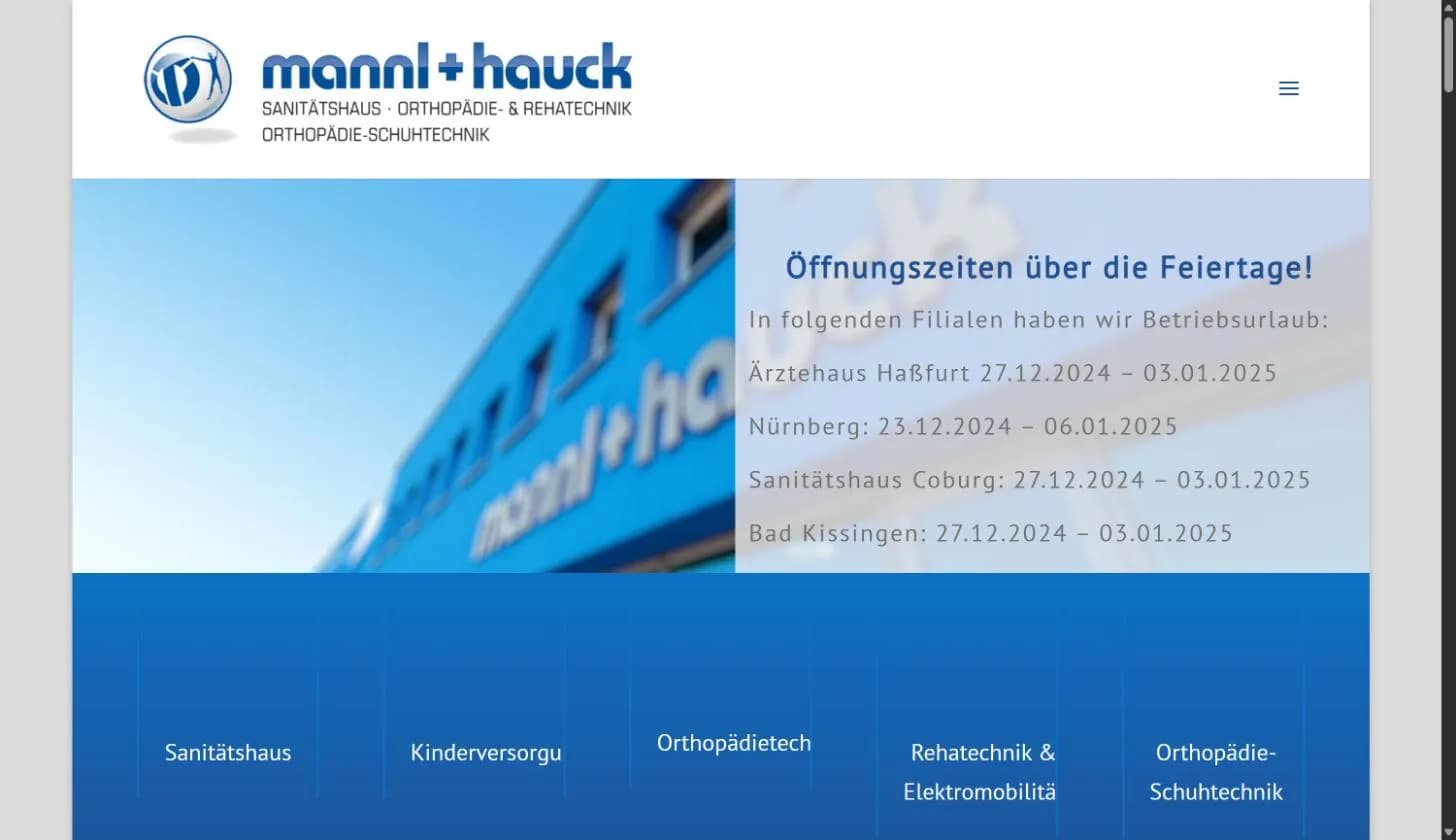 Website von mannl + hauck: Stand 2024 (Quelle: Internet Archive)