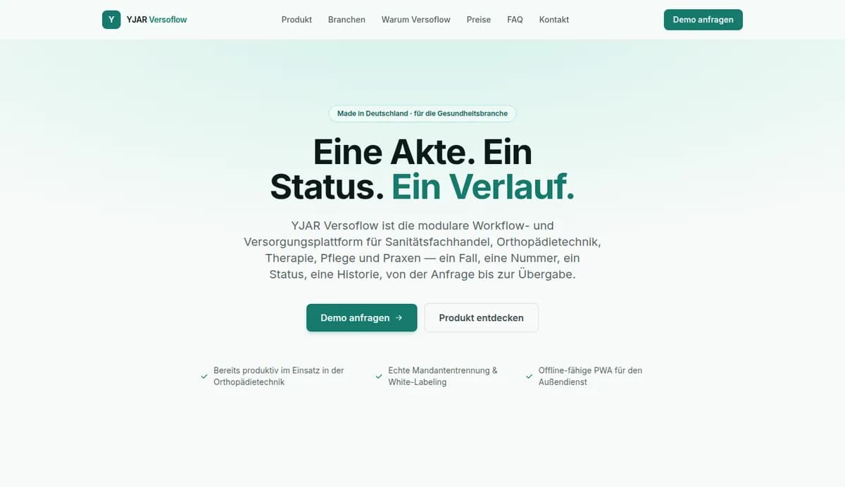 YJAR Versoflow: Eine Akte. Ein Status. Ein Verlauf.