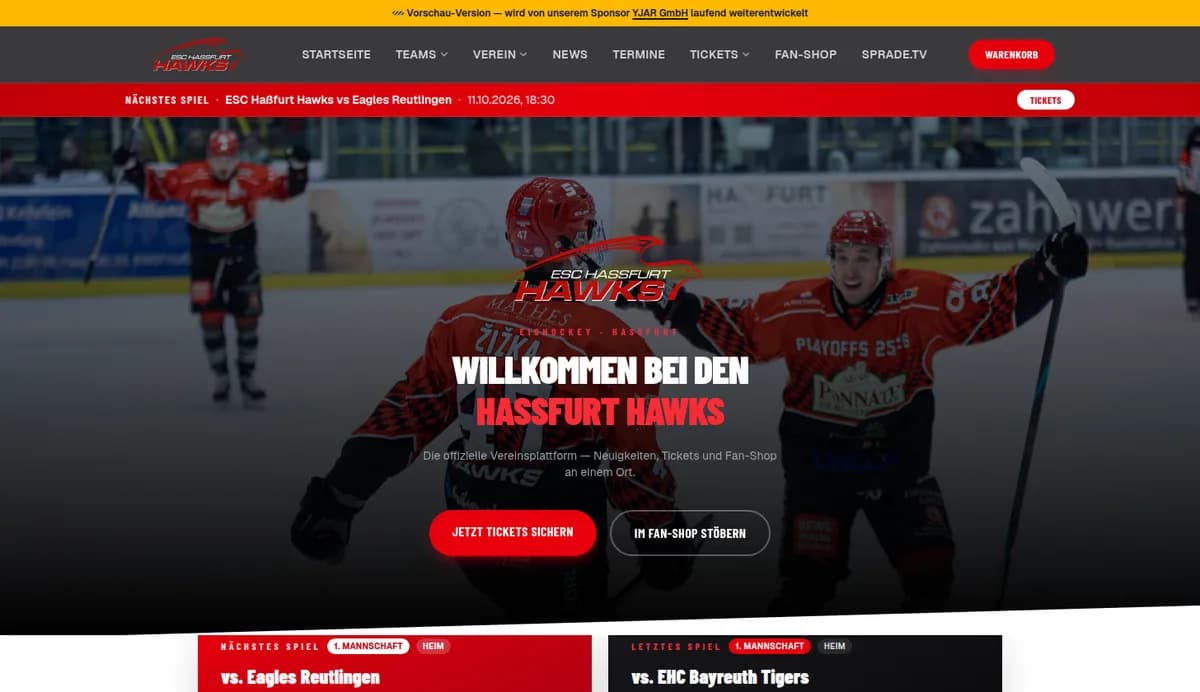 Website & Vereinsplattform · ESC Haßfurt HAWKS