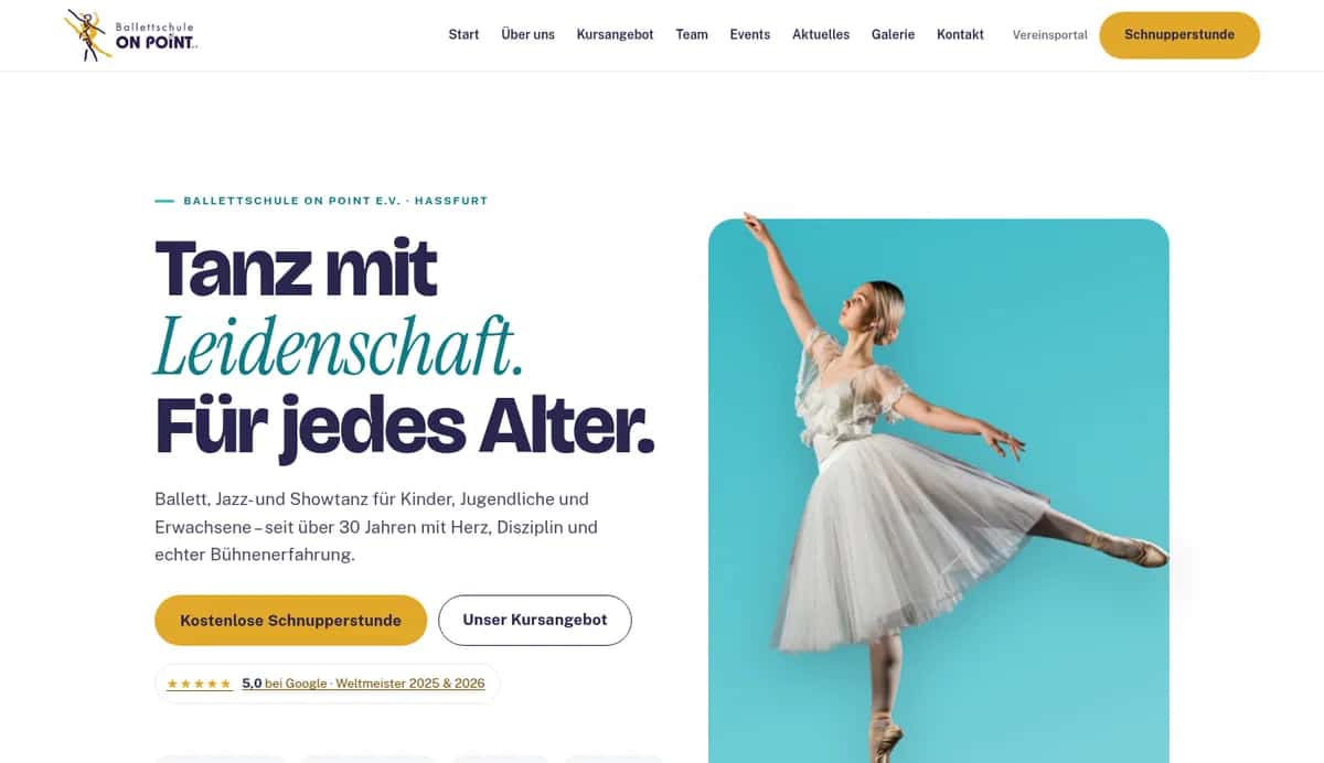 Website der Ballettschule On Point