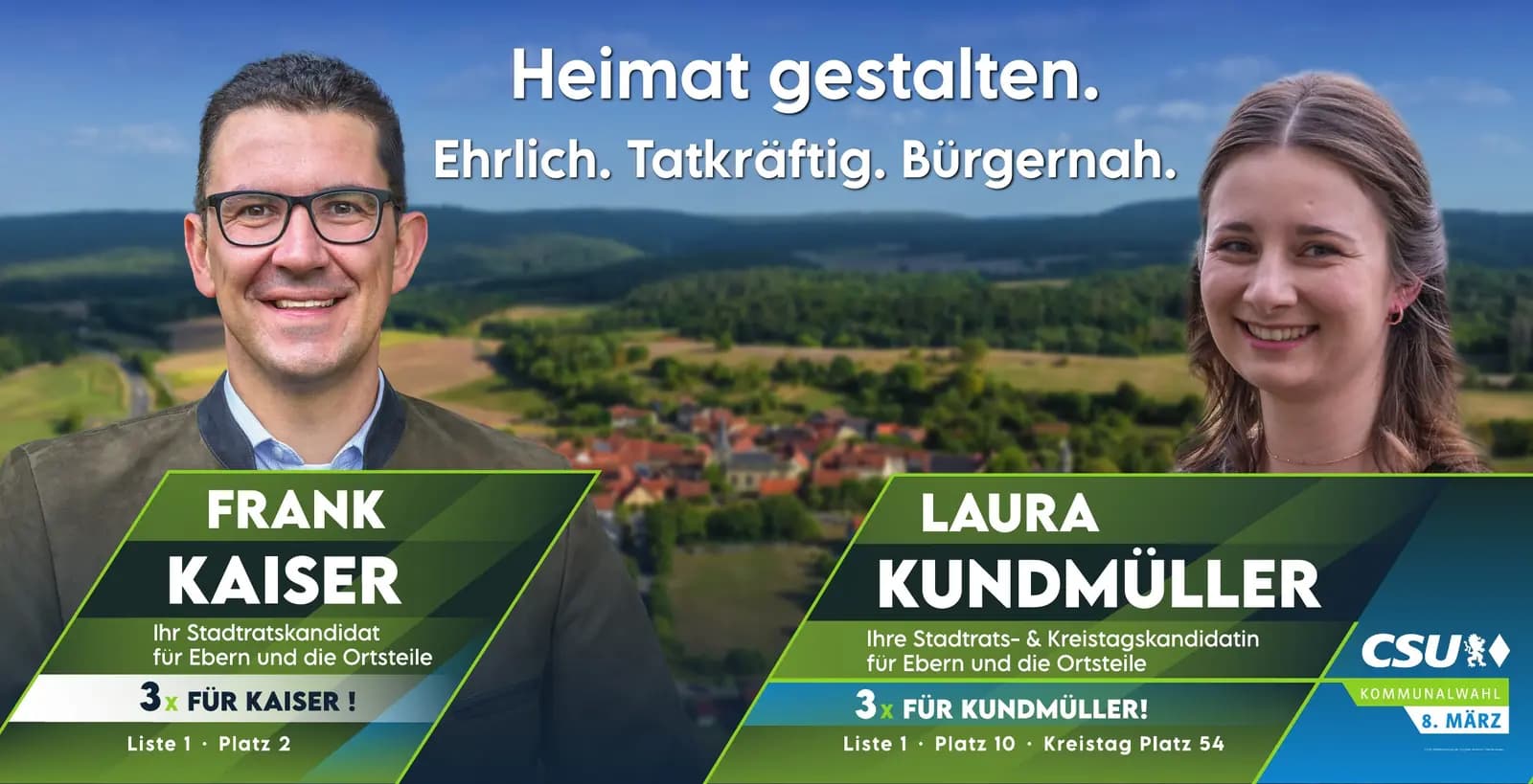 Bauzaunbanner: CSU Jesserndorf – Frank Kaiser & Laura Kundmüller