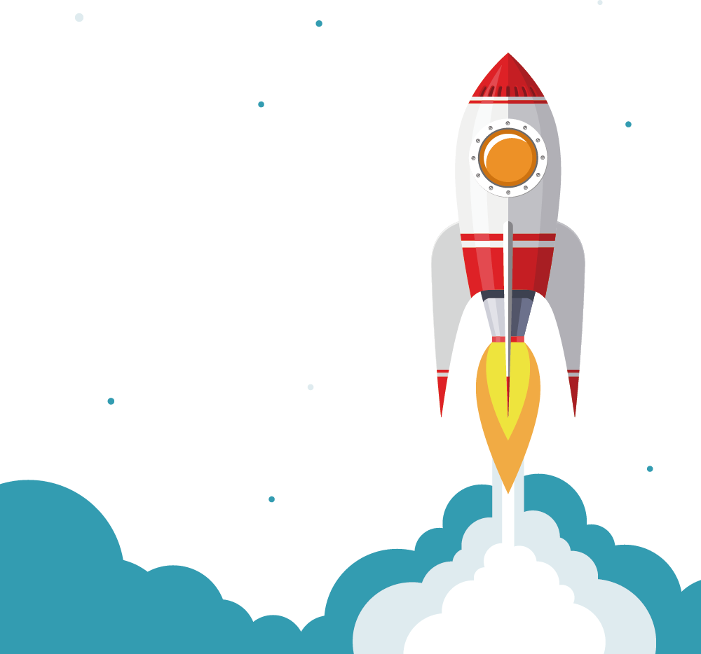 Illustration: Rakete im Startflug